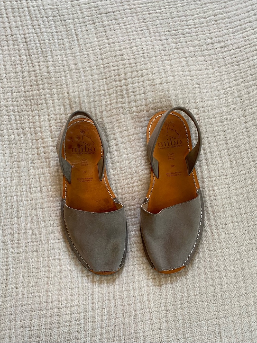 Mibo Leather Slingback Sandals in Gray